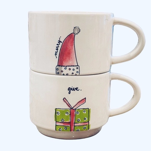 Rae Dunn Watercolor Christmas Stackable Mugs - Picture 1 of 3